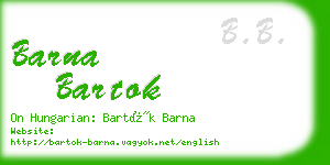 barna bartok business card